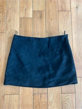 Zara Faux Suede Black Mini Skirt - Size XS